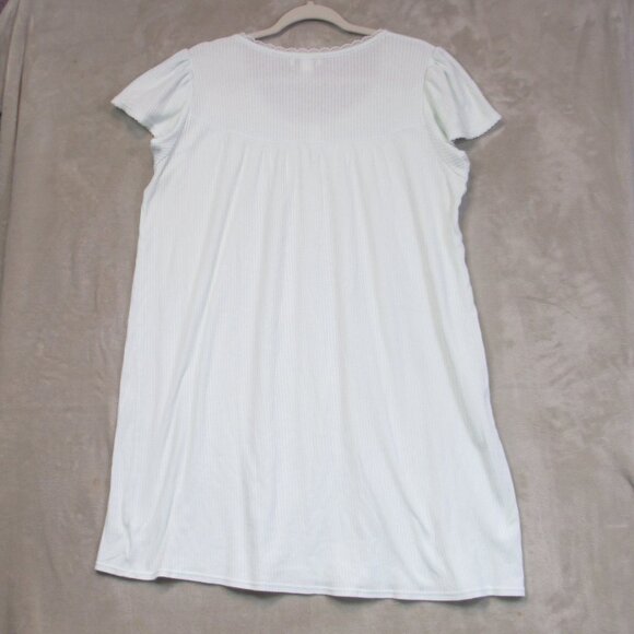 Miss Elaine Mint Green Cotton Blend Knit Nightgown Embroidered Size L - Picture 2 of 6